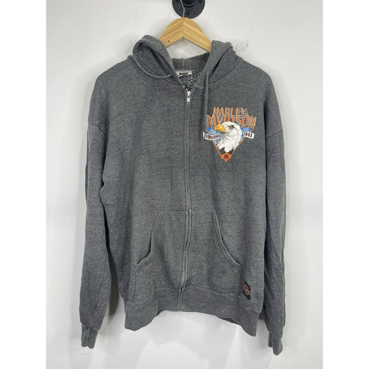 Men’s Vintage Harley Davidson Gray Double Sided Zip Up Jacket Sz L