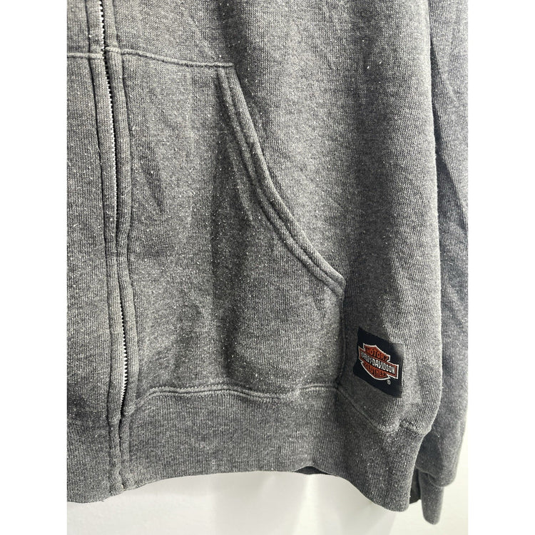 Men’s Vintage Harley Davidson Gray Double Sided Zip Up Jacket Sz L