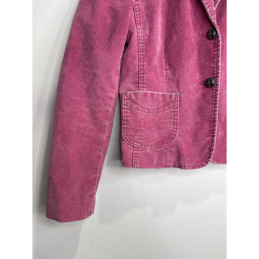 Vtg Y2K Gap Stretch Womens Sz 8 Bright Pink Corduroy Retro Button Blazer Jacket