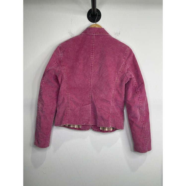Vtg Y2K Gap Stretch Womens Sz 8 Bright Pink Corduroy Retro Button Blazer Jacket