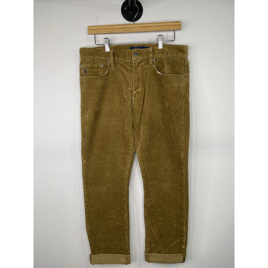 Mens Polo Ralph Lauren Brown Corduroy Slim Straight Pants Sz31/30