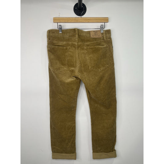 Mens Polo Ralph Lauren Brown Corduroy Slim Straight Pants Sz31/30