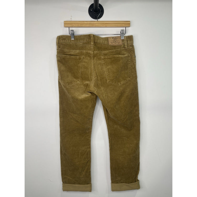 Mens Polo Ralph Lauren Brown Corduroy Slim Straight Pants Sz31/30