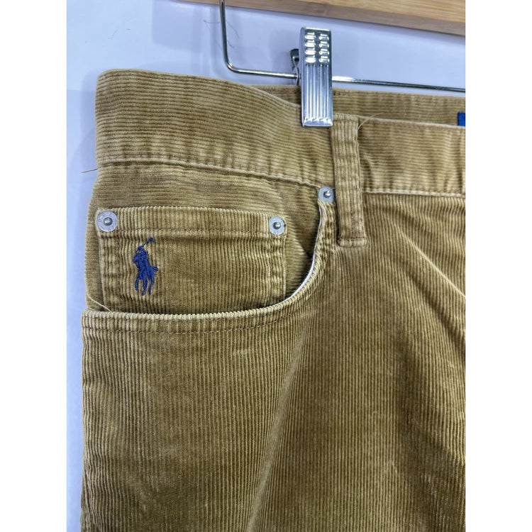 Mens Polo Ralph Lauren Brown Corduroy Slim Straight Pants Sz31/30