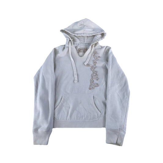 Womens Y2K Patched Aeropostale Logo White Hoodie Size Medium