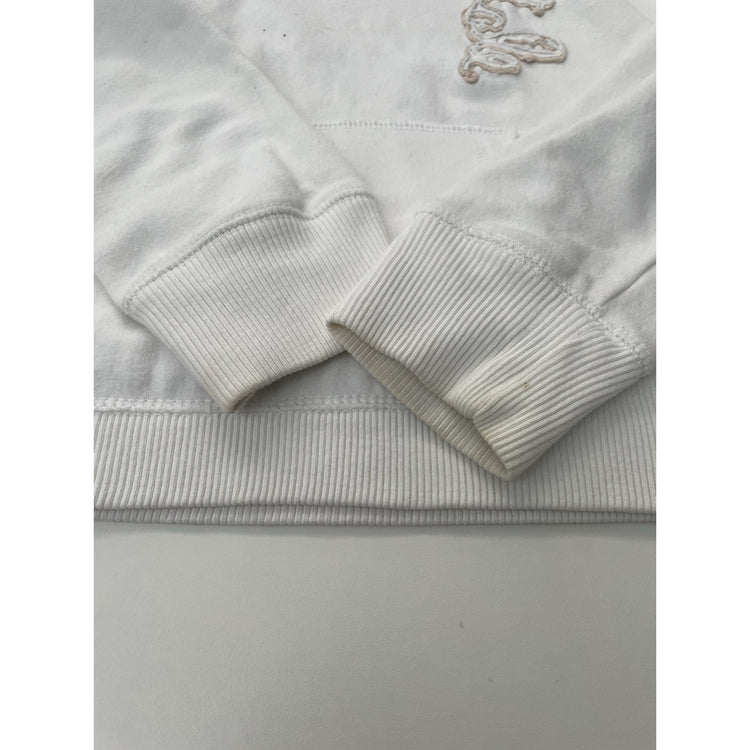 Womens Y2K Patched Aeropostale Logo White Hoodie Size Medium