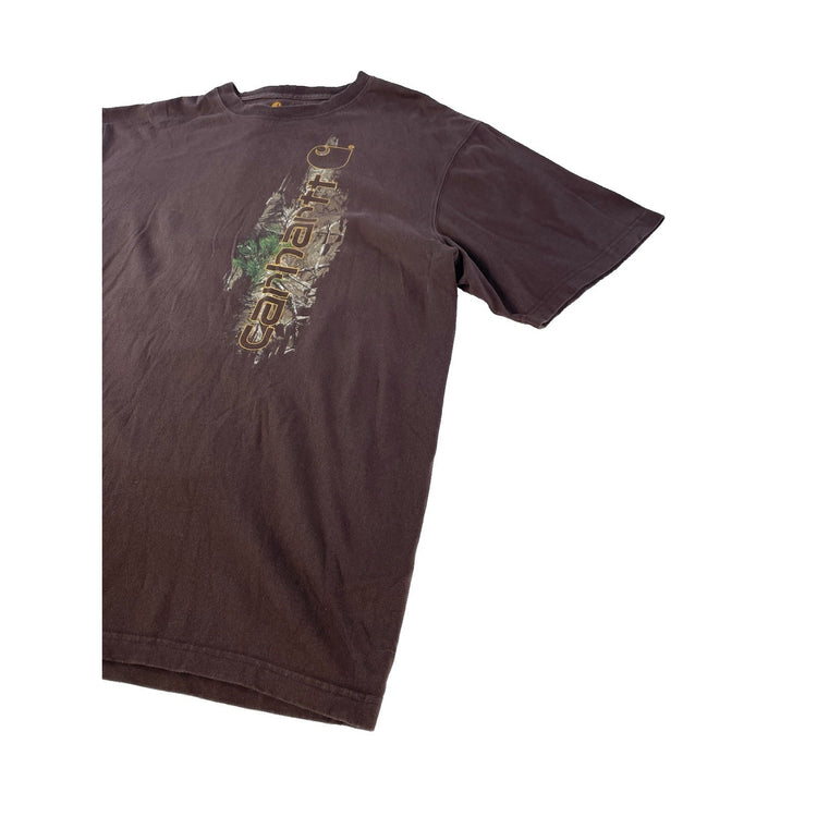 Mens Carhartt Brown Original Fit Graphic Camo Logo Short Sleeve T Shirt Size XL