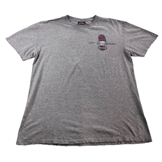 Womens Harley Davidson Motor Clothes Go Grizzlies Graphic Basic Gray Tee Size Xl