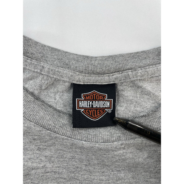 Womens Harley Davidson Motor Clothes Go Grizzlies Graphic Basic Gray Tee Size Xl