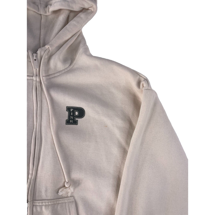 Women’s PINK Victorias Secret White Fleece Lined Zip Up Jacket Size Small