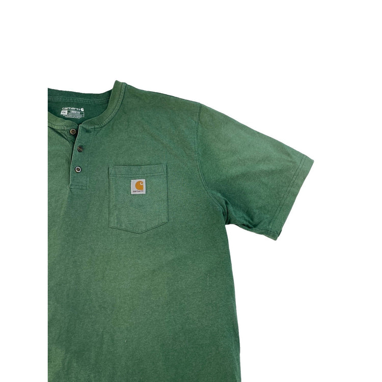 Mens Carhartt Loose Fit Short Sleeve Henley T-Shirt Green Size 2xl