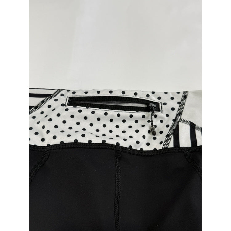 Women’s Lululemon Black Polka Dot Striped Waistband Running Capris Size 2