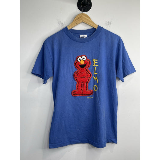 Adult Vintage 90s Sesame Street Elmo Embroidered T Shirt Blue Single Stitch Sz M