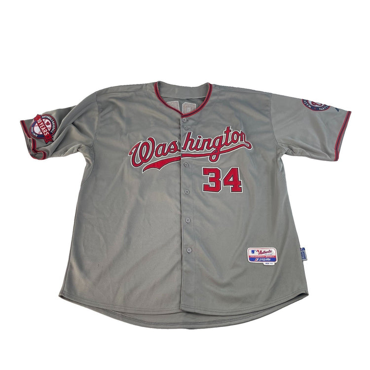 Mens Majestic Washington Nationals Bryce Harper #34 Gray Jersey Size 52