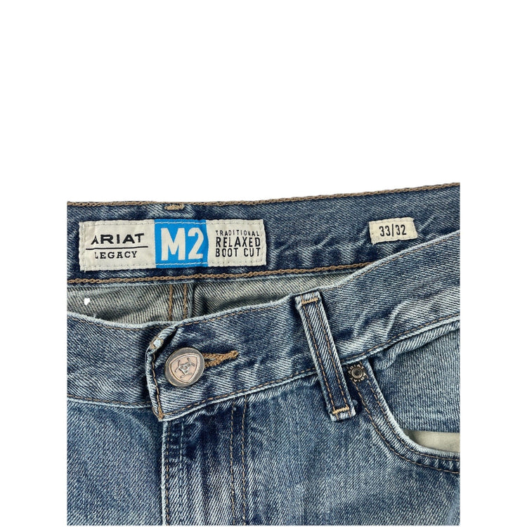 Men’s Ariat Legacy M2 Traditional Relaxed Boot Cut Blue Jeans Size 33x32