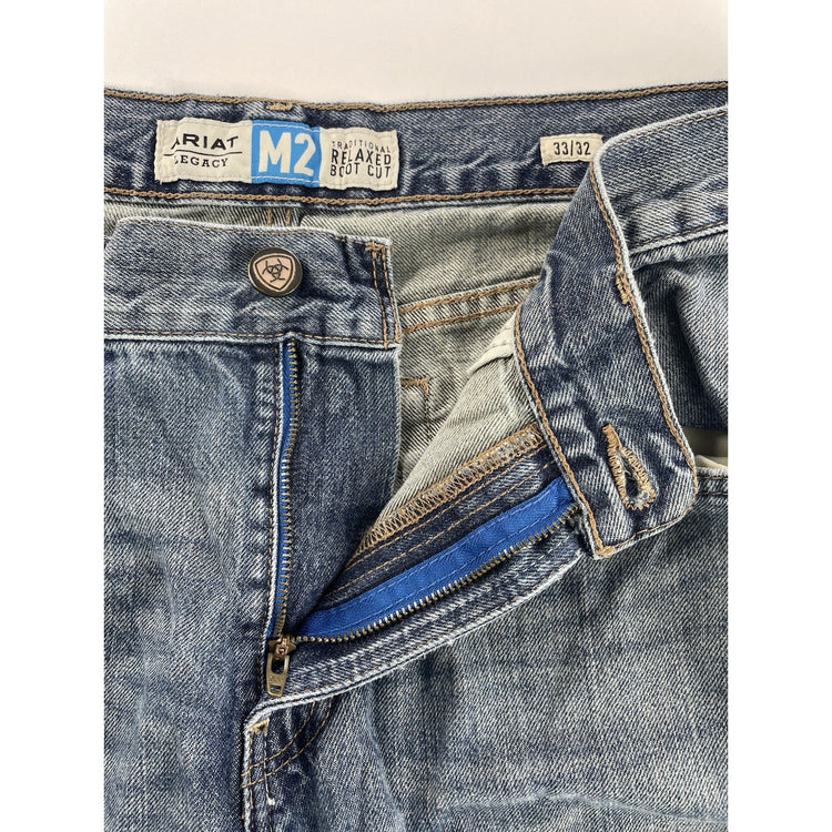 Men’s Ariat Legacy M2 Traditional Relaxed Boot Cut Blue Jeans Size 33x32