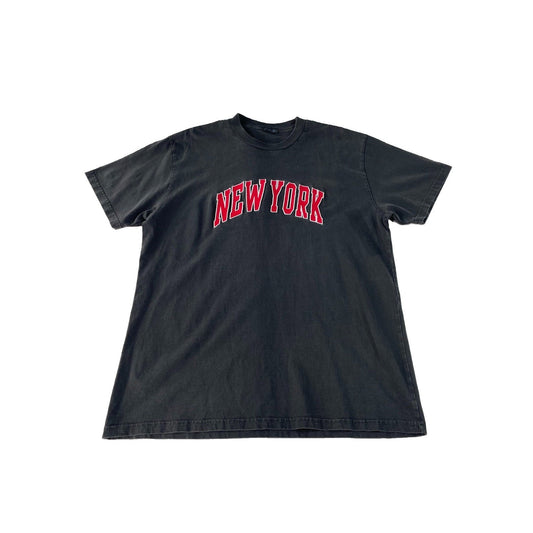 Mens John Galt Black Faded Red Arched New York Graphic Boxy T-Shirt Size L