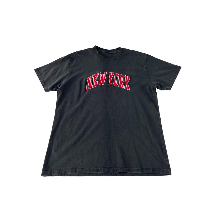 Mens John Galt Black Faded Red Arched New York Graphic Boxy T-Shirt Size L