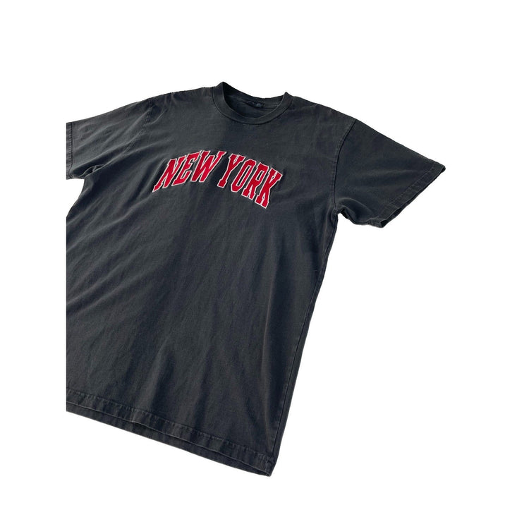 Mens John Galt Black Faded Red Arched New York Graphic Boxy T-Shirt Size L