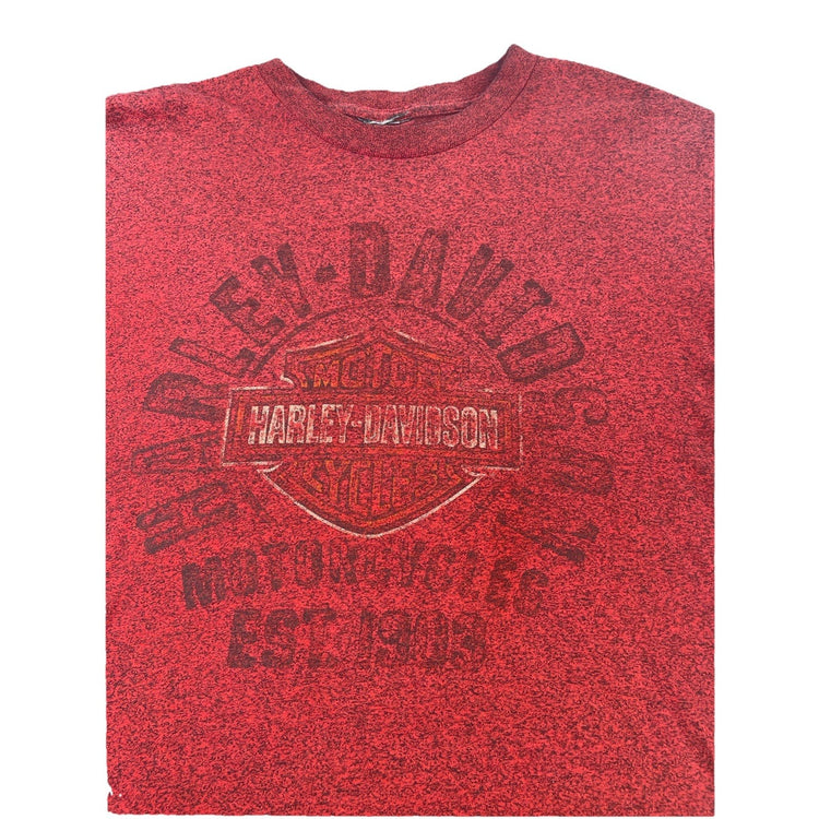 Mens Harley Davison Basic Red Space Dye Skull  T-shirt Size S