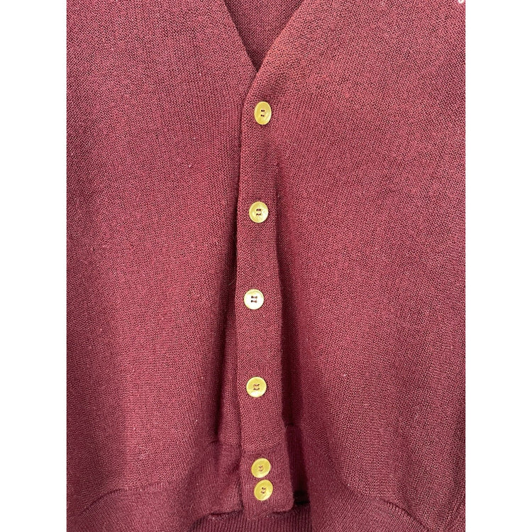 Vintage 70s Christian Dior Monsieur Cardigan Sweater Adult Medium Maroon Sz M