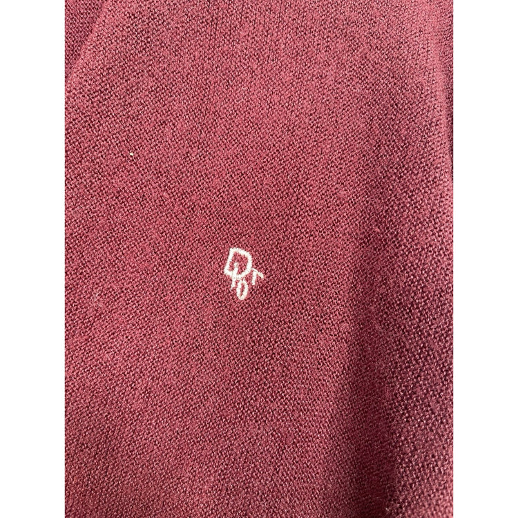 Vintage 70s Christian Dior Monsieur Cardigan Sweater Adult Medium Maroon Sz M