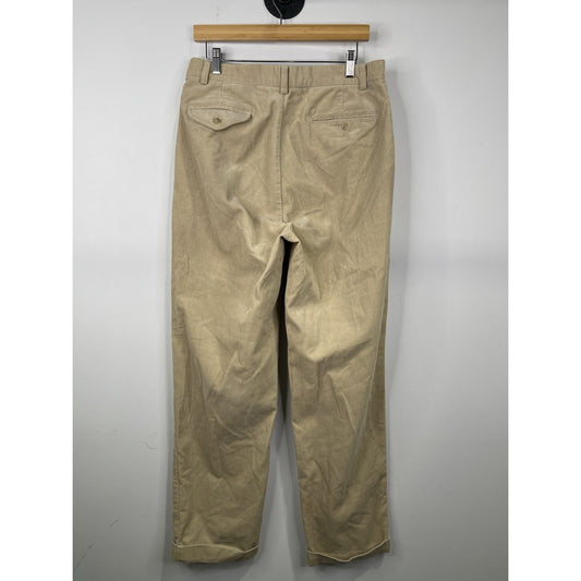 Vintage Men’s Polo Ralph Lauren Corduroy Pleated Pants Beige Size 33x32
