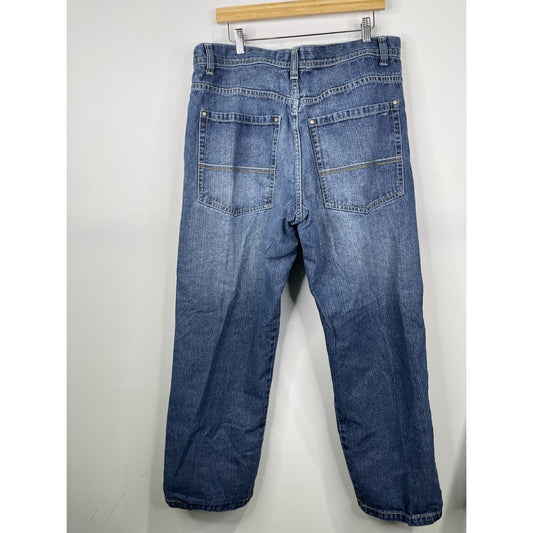 VTG Y2K Men’s Dark/Light Blue Wash Southpole Baggy Denim Jeans 38x30