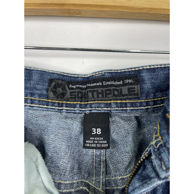 VTG Y2K Men’s Dark/Light Blue Wash Southpole Baggy Denim Jeans 38x30