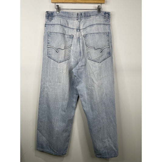 VTG Y2K Men’s Wide Leg Light Blue Wash Southpole Baggy Denim Jeans 38x29