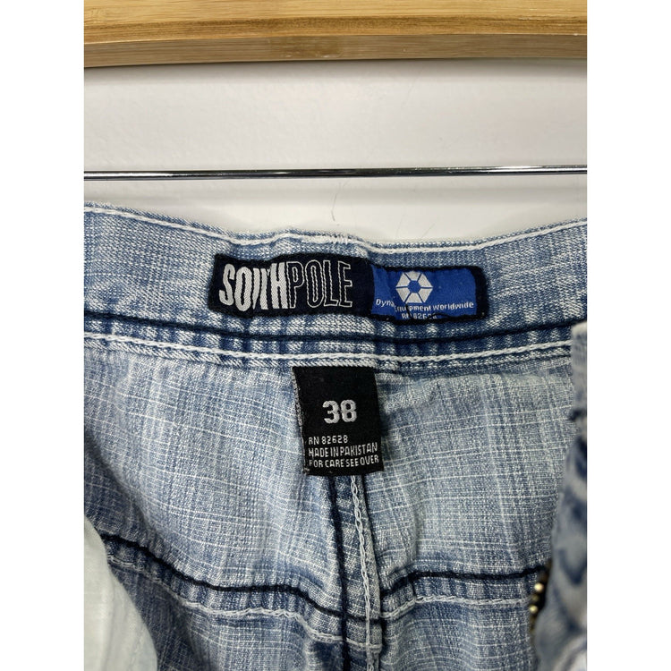 VTG Y2K Men’s Wide Leg Light Blue Wash Southpole Baggy Denim Jeans 38x29