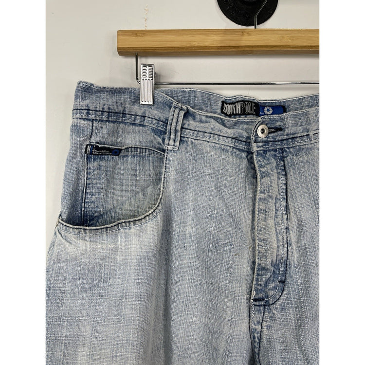 VTG Y2K Men’s Wide Leg Light Blue Wash Southpole Baggy Denim Jeans 38x29
