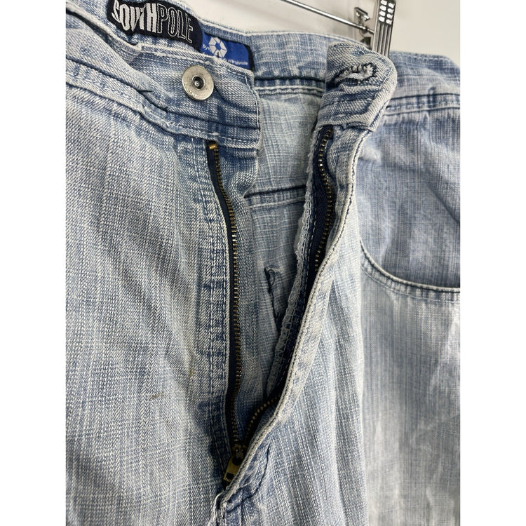 VTG Y2K Men’s Wide Leg Light Blue Wash Southpole Baggy Denim Jeans 38x29