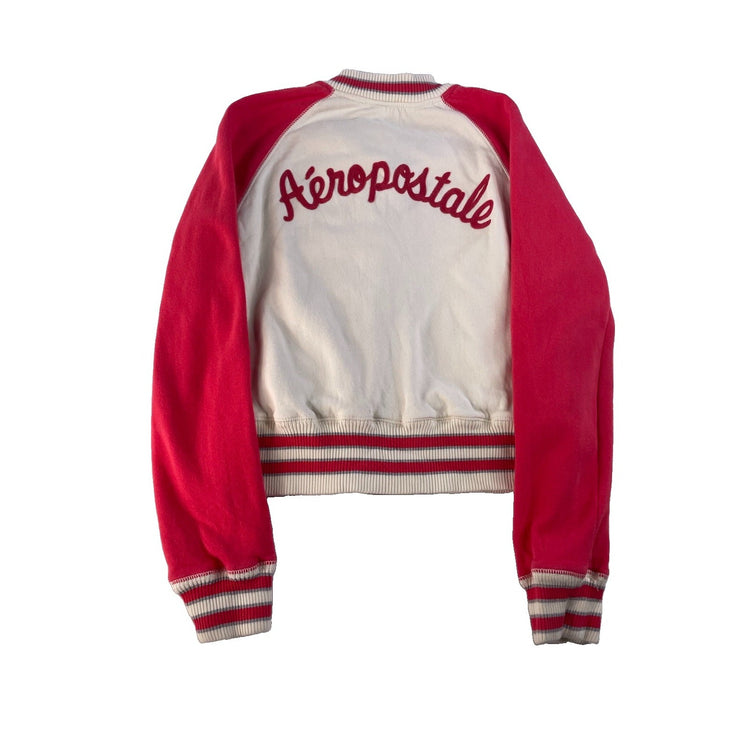Womens Aéropostale Red & White Varsity Bomber Jacket Size Large