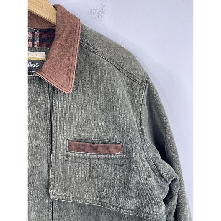 Vintage 90s Wrangler Outerwear Olive Green Plaid Lined Bomber Jacket Size Medium