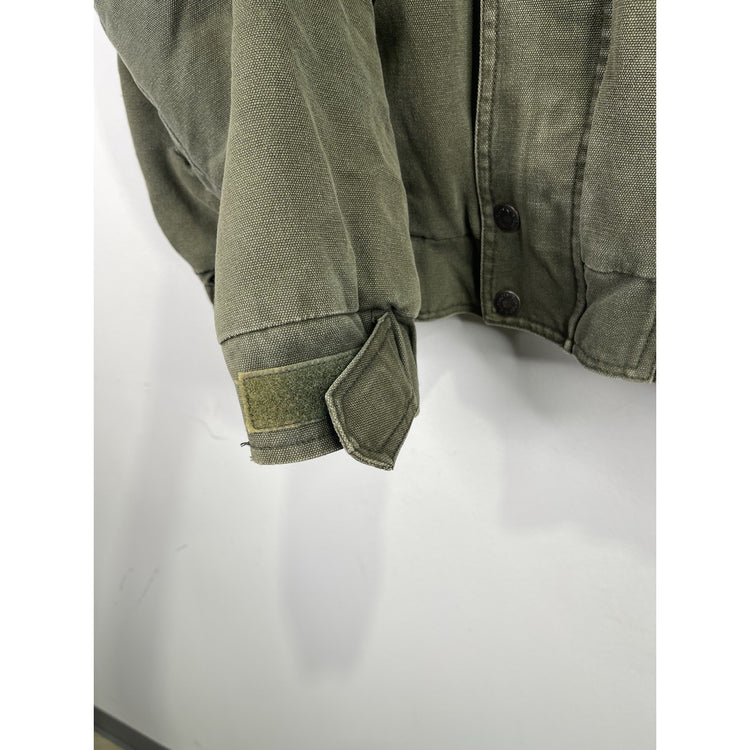 Vintage 90s Wrangler Outerwear Olive Green Plaid Lined Bomber Jacket Size Medium