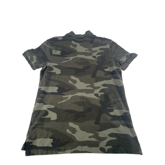 Mens Abercrombie & Fitch Green Camouflage Stretch Polo Shirt Size Large
