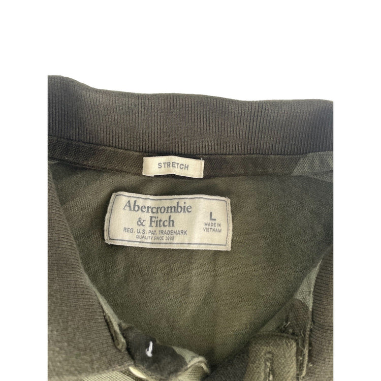 Mens Abercrombie & Fitch Green Camouflage Stretch Polo Shirt Size Large