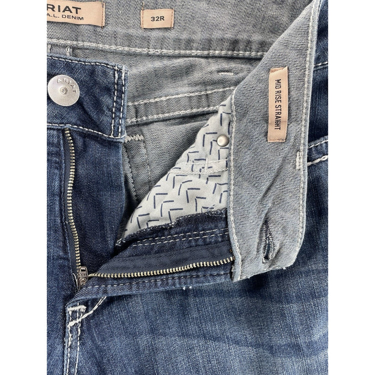 Womens Ariat REAL Denim Mid Rise Straight Blue Jeans Size 31r