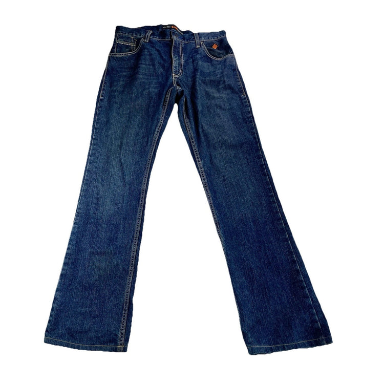 Men’s Wrangler Flame Resistant Straight Dark Wash Work Jeans Size 32x36