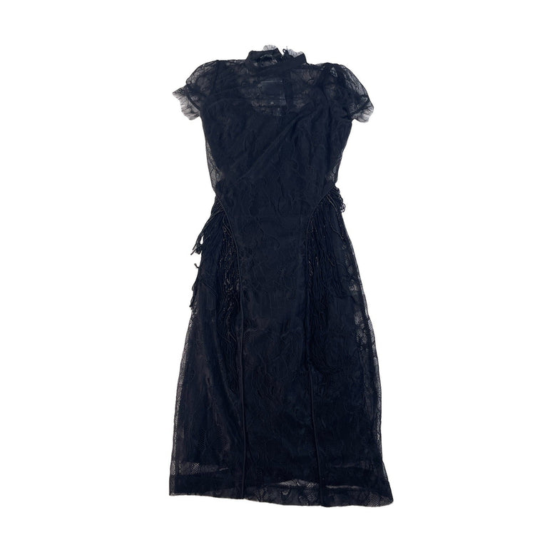 Womens Bebe Black Lace Fringe Detail Formal Dress Size 0