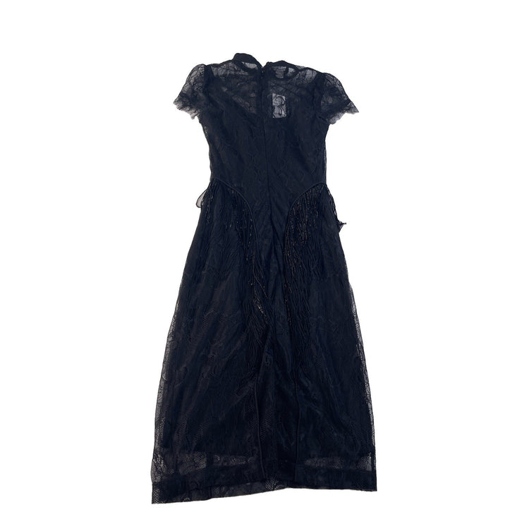Womens Bebe Black Lace Fringe Detail Formal Dress Size 0