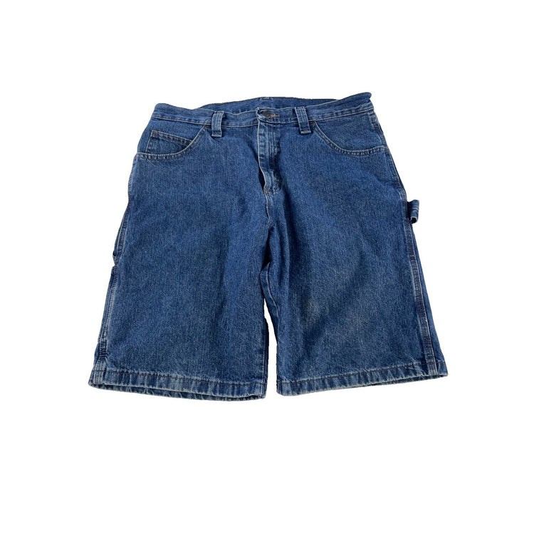 Mens Wrangler Blue Denim Workwear Hammer Loop Carpenter Shorts SIZE 33