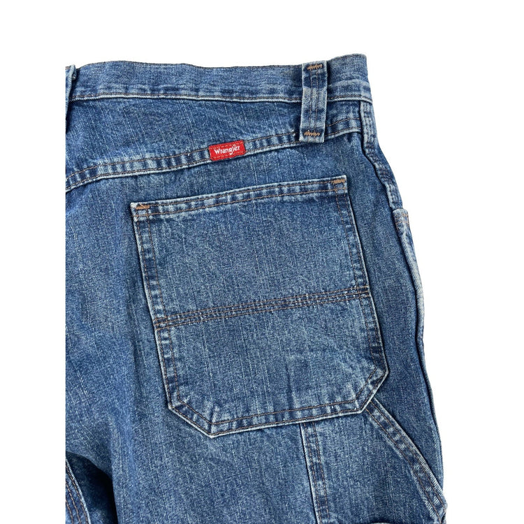 Mens Wrangler Blue Denim Workwear Hammer Loop Carpenter Shorts SIZE 33