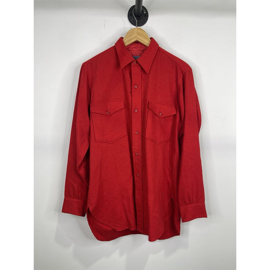 Men’s Red Vintage Pendleton Wool Button Up Shirt Sz Medium