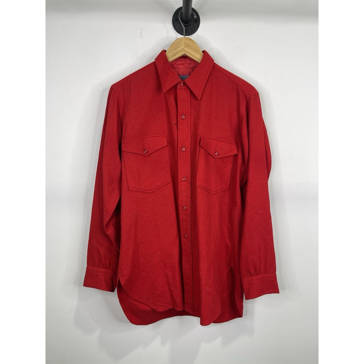 Men’s Red Vintage Pendleton Wool Button Up Shirt Sz Medium