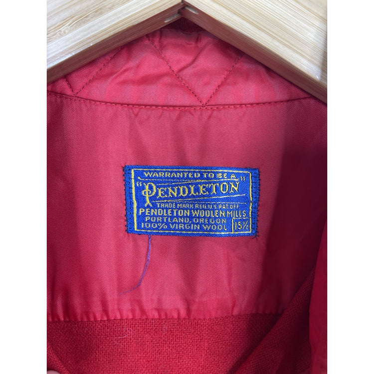 Men’s Red Vintage Pendleton Wool Button Up Shirt Sz Medium