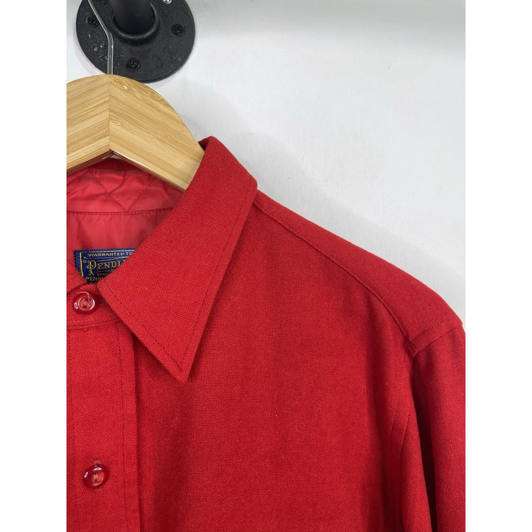 Men’s Red Vintage Pendleton Wool Button Up Shirt Sz Medium