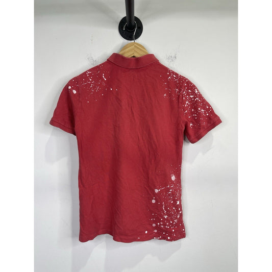 Youth Ralph Lauren Polo Red Paint Splatter Polo Shirt 10/12 Sz M