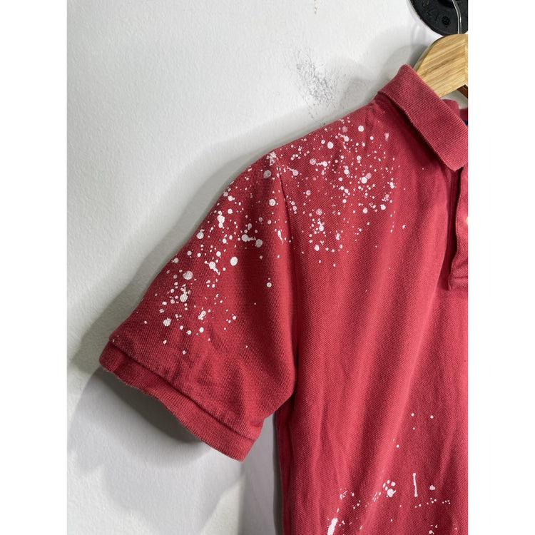 Youth Ralph Lauren Polo Red Paint Splatter Polo Shirt 10/12 Sz M